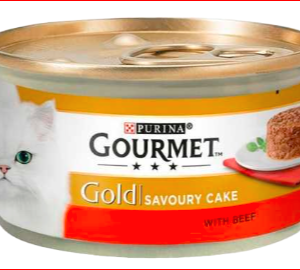 خریدکنسرو غذای گربه گورمت مدل Gold Beef Savoury Cake در پت شاپ یاسان