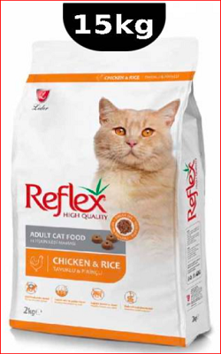 خرید غذای خشک گربه رفلکس باطعم مرغ _ 15 کیلوگرم reflex